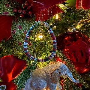 Christmas Clay Bead Golden Heart Bracelet